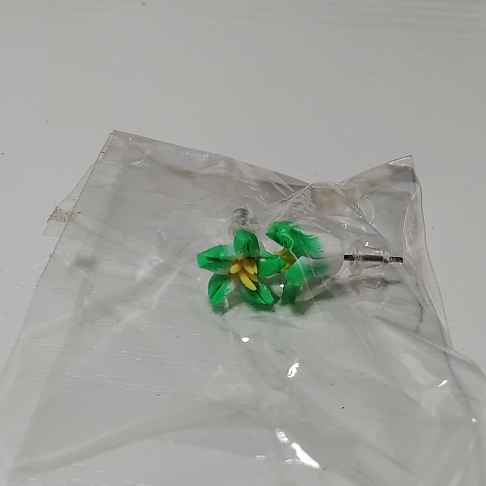 Green and Yellow Flower Earrings